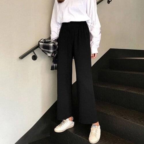 New Women Summer Wide Leg Pants Baggy Pants Casual Ankle Length Wide Leg Oversized Streetwear High Waist Trousers Female