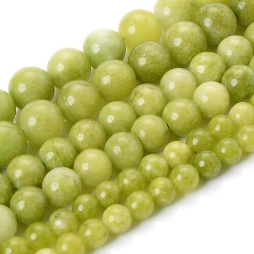 Natural Stone Beads Green Peridot Round Loose Spacer Bead for Jewelry Making DIY Charm Bracelet Accessroies 4/6/8/10/12mm