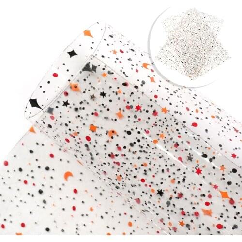 David accessories 20*33cm Star Transparent Printed PVC Synthetic Leather Fabric,DIY Hairbow Handbag Crafts Material,1Yc6690