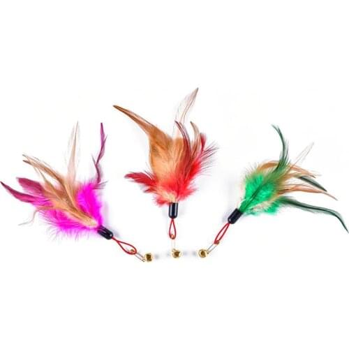 Dorakitten 1pc Colorful Cat Teaser Replacement Creative Faux Feather Decor Cat Training Play Toy Pet Supplies Random Color