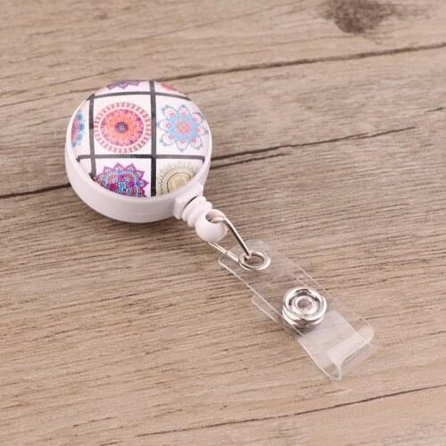 JF774 Fashion Yoga Retractable Badge Reel Student Nurse Exhibition ID Name Card Badge Holder Office Supplies