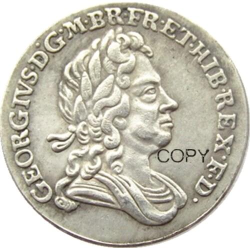 1723 6 Pence SHILLING - GEORGE I BRITISH SILVER COIN - NICE Silver Plated Copy Coin