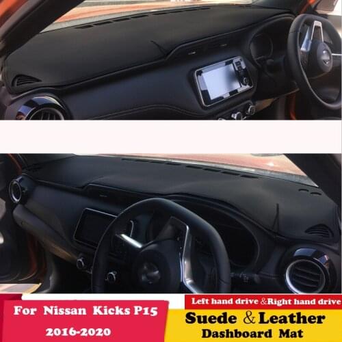 For Nissan Kicks 2016 2017 2018 2019 2020 P15 Leather Dashmat Dashboard Cover Sunshade Carpet Dash Mat Accessories Suede