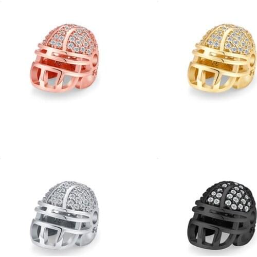 Cubic Zircon CZ Rugby hat Jewellry Accessories Charms Fit DIY Jewelry Bracelets Metal Copper Beads & Jewelry Making Beading