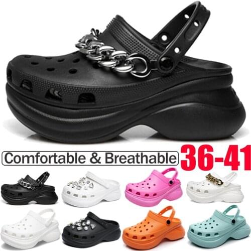 Similarfree Summer Sandals For Women Breathable Non-Slip Rhinestone Accessories 6cm High Heels Size 36-41 Solid Slippers Clogs