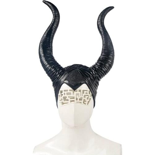 MANLUYUNXIAO Womens Maleficent Angelina Jolie Cosplay Horns Black Horns Halloween Cosplay Prop
