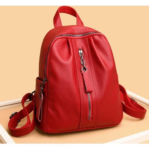 Fashion Soft Leather Backpack Luxury Designer Waterproof Trabel Laptop Computer Back Pack for Women 2021 Mochilas Para Mujer New