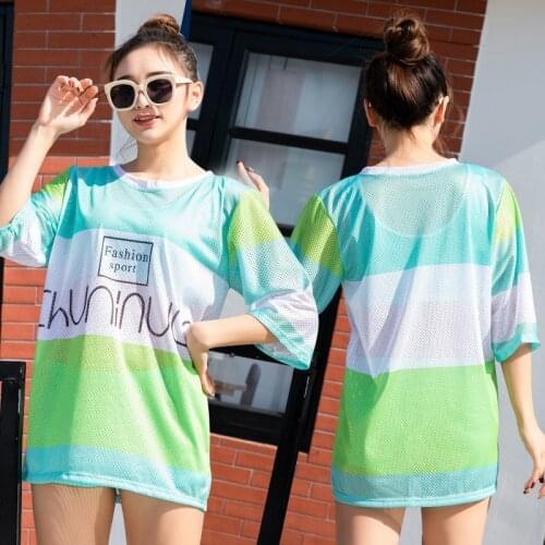 Fashion Swimsuit Ladies Split Three-piece Conservative Small Chest Gathered Sports Style Student Korean Loose Swimsuit 2021