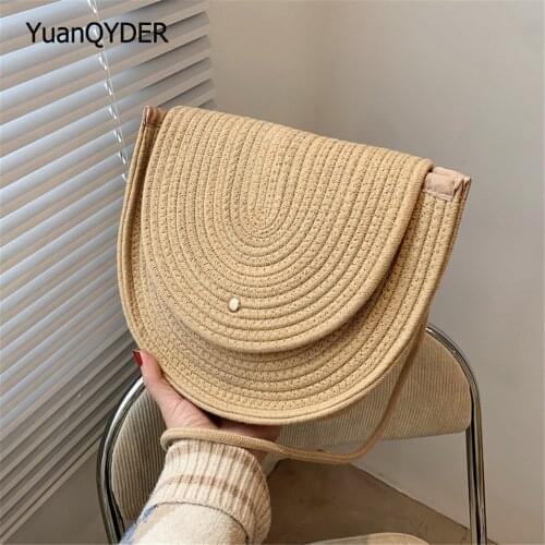 2021 Spring New Women Shoulder Bags High Quality Canvas Ladies Straw Woven Bag Fashion Design Womens Messenger Bags Bolso Mujer