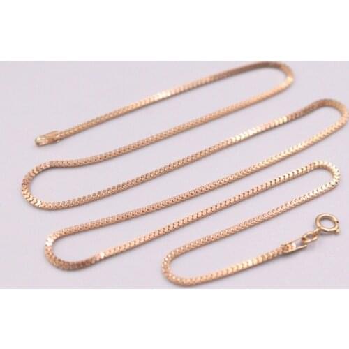 AU750 Pure 18K Rose Gold Necklace Milan Box Link Chain Necklace 2.5g / 16inch For Women Lucky Gift