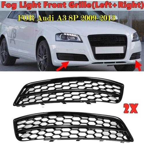 A Pair Car Front Fog Light Grill HONEYCOMB Mesh Style For Audi A3 8P 2009-2013 8P0807682J 8P0807681AA Fog Light Cover