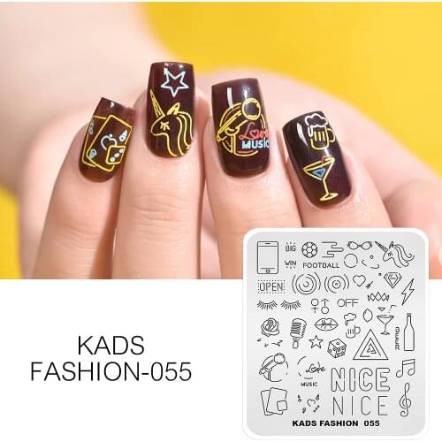 KADS Stamping Plates for Nail Art Simple Fashion Liner Image Stamping Templates Manicure Printer Nail Stencil Stamper