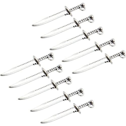 10 Pcs Charms Sword Dagger Pendants for Necklace Bracelet Jewelry Making DIY Craft Findings