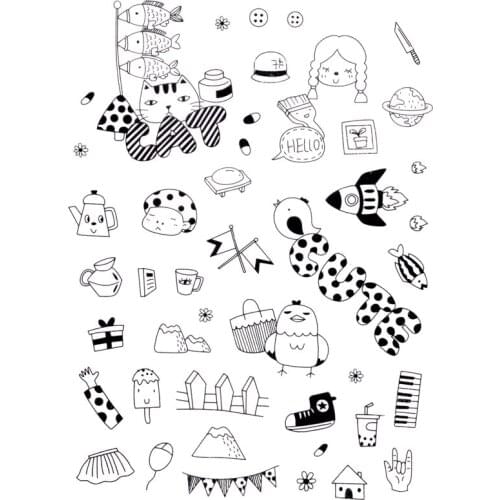 Clear Stamps Animals and Rockets News Scrapbooking Material HOOK Photo Cards Account Rubber Stamper Transparent Stamp Sellos