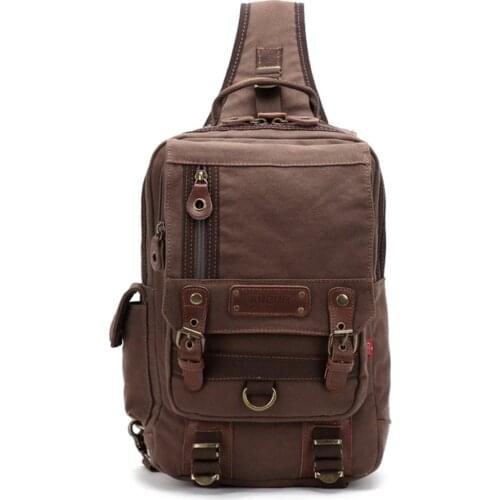 Luxury Canvas Sling Chest Bag Unisex Women Mens Single Shoulder Cross-Body Backpack Travel Hiking Climbing Causal Day Pack