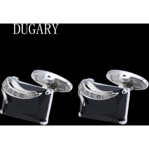 DUGARY Luxury shirt cufflinks for mens Brand cuff buttons cuff links High Quality Square obsidian abotoaduras Jewelry gemelos