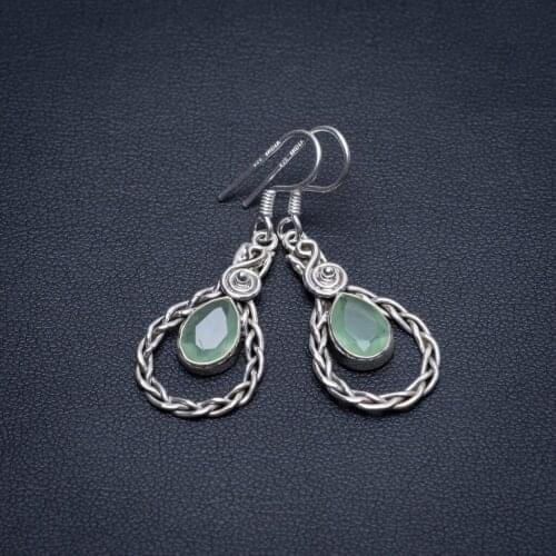 Natural Chalcedony Handmade Unique 925 Sterling Silver Earrings 1 1/2" S1853