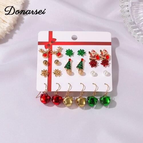 Donarsei Cute Cartoon Christmas Earrings For Women Girls Funny Snowflake Deer Snowman Earrings Gift Party