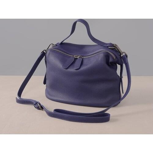 Woman Handbag Fashion Genuine Leather Shoulder Crossbody Bags For Women 2020 Solid Color Casual Tote High Quality Purple Black