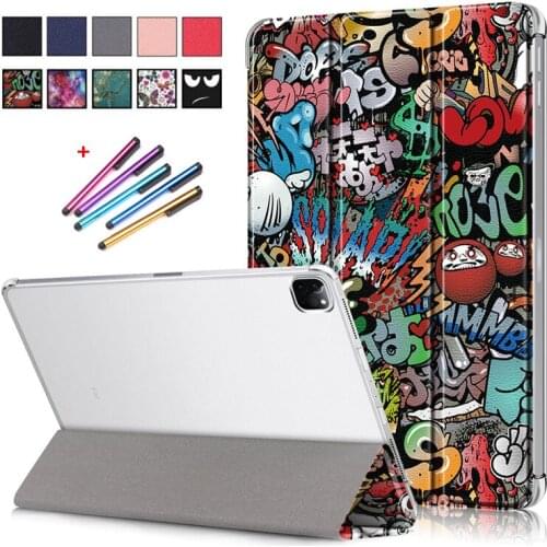 Smart Cover For iPad Pro 12.9 2021 Case Coque Folding Leather Clear Back Stand Cover For Funda iPad Pro 12 9 Case 2020 2021
