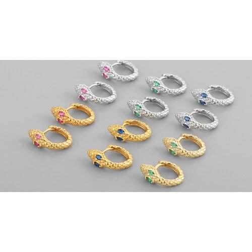 Punk Hiphop 925 Sterling Silver Snake Stud Earring For Women Girls Wedding Party Jewelry Pendientes Accessories eh376