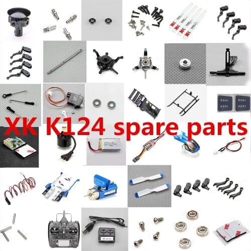 Wltoys XK K124 RC Helicopter Spare parts blade motor ESC shell rotor head Rotor clip Bearing swashplate charger gear rod etc