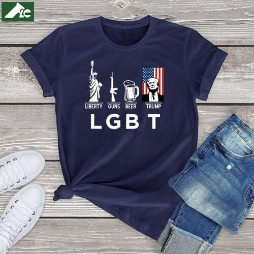 Funny lgbt t shirt women clothing I Support Liberty Guns Bible Trump harajuku womens Shirts trump girls tee cotton unisex tops