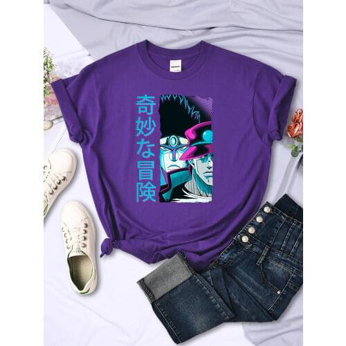 Jojo fantastic fantasy Cartoon Print Female T-Shirt Simplicity Loose Tee Clothing Hip Hop Soft Tshirt Casual Crewneck Tops Women