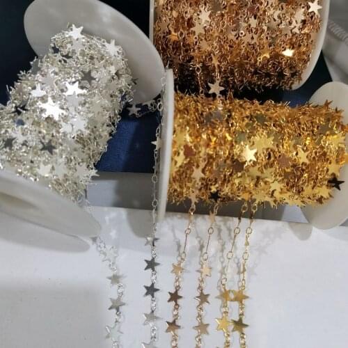 1Yard/Lot Pure Copper Star Chain tassel Creative Handmade DIY Earring Accessories Necklace Bracelet Ear Jewelry Material 1 layer