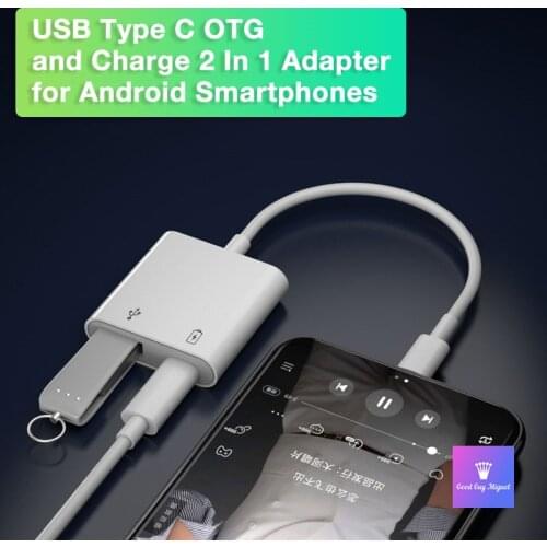 2 in 1 OTG USB A to Type C Cable Adapter for Xiaomi Huawei OnePlus Samsung USB 3 OTG w/ Charge Power OTG USB Female for Mi Redmi
