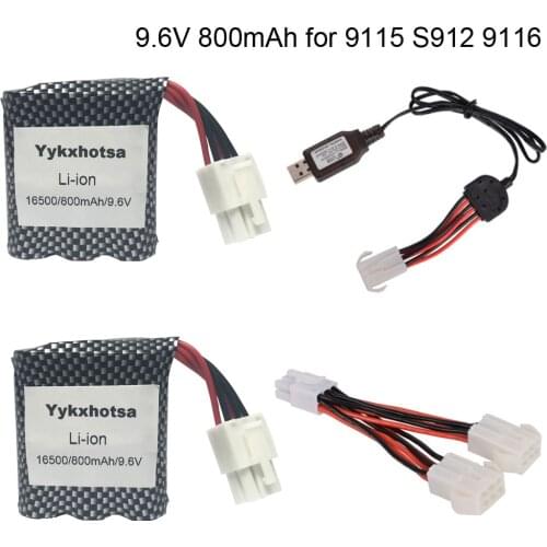 9.6V 800mAh li-ion Battery with Charger 16500 for 9115 S912 9116 high Speed RC Car Battery 9.6V Battery EL6P plug free shipping
