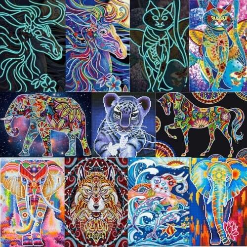 Glow In Night Luminous Diamond Painting Horse elephant animal pattern home decoration painting adult children gift