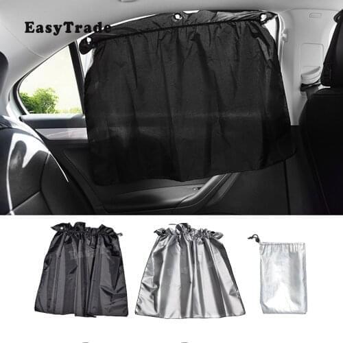 Car Curtain Sunshade Side Window Sun Visor Sunscreen UV Heat Insulation High Suction 70cm*50cm Coated Cloth Black and Silver