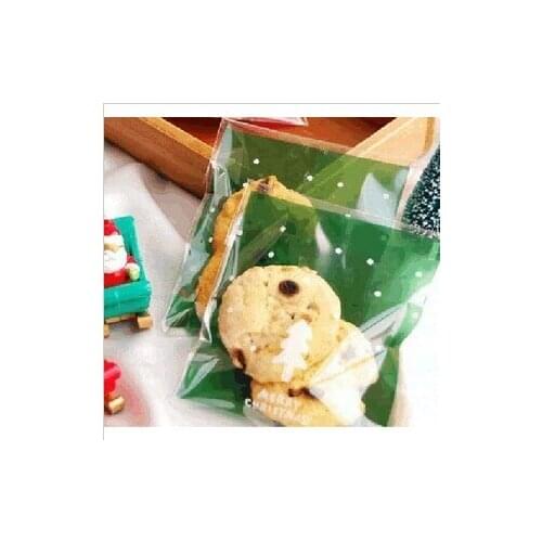 Free shipping green christmas tree biscuits bags snack cookies bags