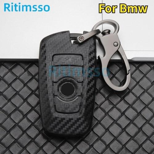 Carbon Fiber Car Smart Key Fob Case SKin Cover for BMW 3 4 5 Series 320i 530i 550i F20 F21 F30 F31 F25 F01 F02 Car Key Case
