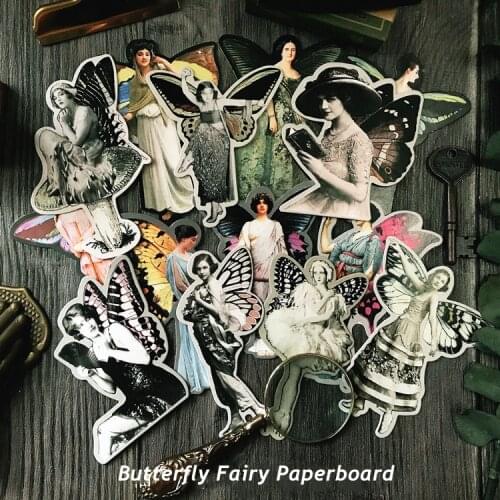 Black Butterfly Fairy Antique Decoration Paperboard DIY Scrapbooking Decorative Thick Card Material Junk journal