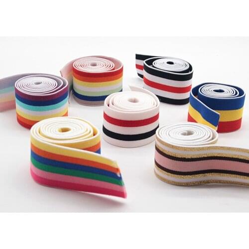 4cm Rainbow Color Striped Elastic Bands 40mm Nylon Colorful Elastic Band Webbing Waistband Stretchy Tape Clothing Accessories 1M