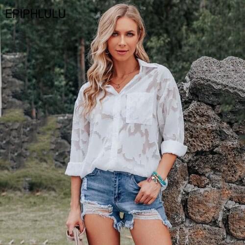 Женские белые рубашки EPIPHLULU China At AliExpress