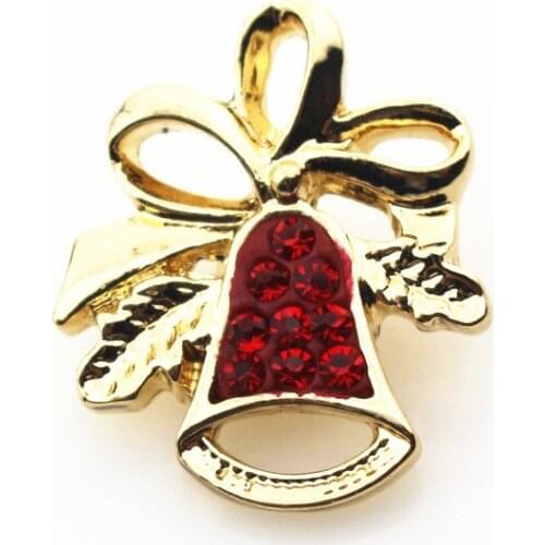 Hot Selling 10pcs Christmas Bell Snap Buttons Charms Fit18mm Snap Button Woman Bracelet/Pendant DIY Jewelry 18mm
