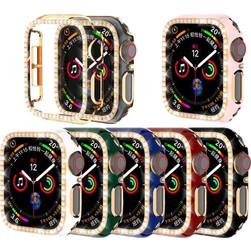 Iwatch 6D Dazzling Carving PC Single Row Diamond Protective Case For Apple Watch 6 5 4 3 2 1 38mm 40MM Case For iWatch 44mm 42MM