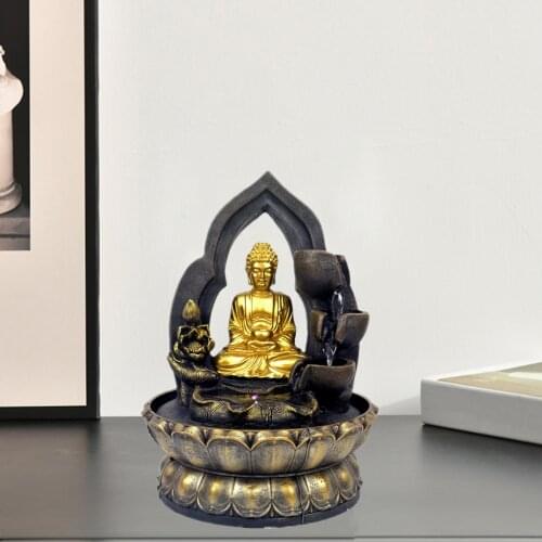 Creative Indoor Water Fountains Waterfall Resin Statue Buddha Feng Shui Ornaments Living Room Home Decoration Waterscape Crafts
