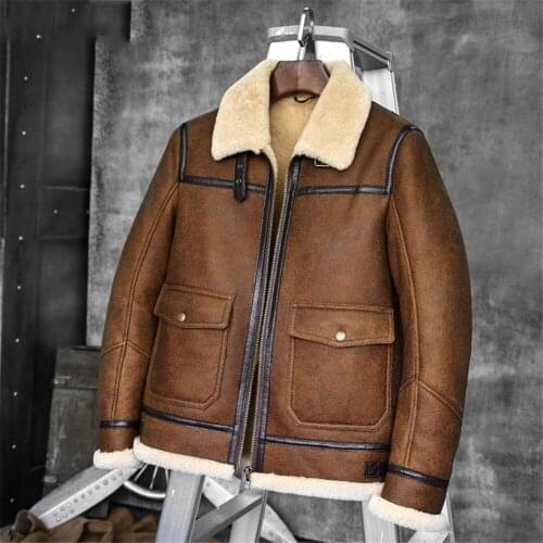 B6 Shearling Sheepskin Outwear Man Winter Jacket Men Aviator Jacket Pilot Jacket mens B3 jackets and Fur coats chaqueta hombre