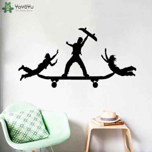 YOYOYU Wall Decal Skate Wall Sticker Decor Extreme Sports Modern Art Mural Skateboard Removable Boys Bedroom Decoration CT756