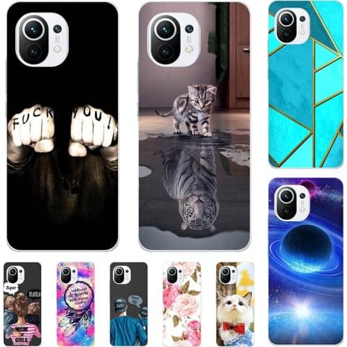 New Silicone Phone Case For Xiaomi Mi 11 6.81" Case Cartoon Soft TPU Back Cover Phone Shell Coque
