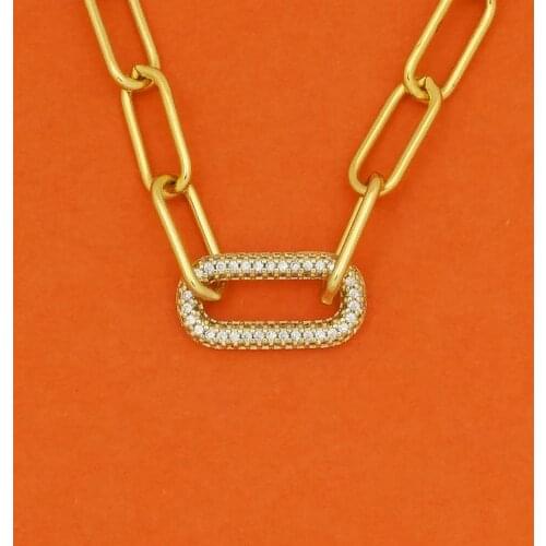 CZ Stone Necklace Women Handmade Jewelry Gift Fashion Geometric Oval Designer Necklace Zirconia Curb Link Chain Necklaces femme