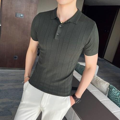 Striped Polo Shirt Mens Short Sleeve Summer Breathable Polo Business Fashion Casual Trend Polo Men Shirt Camisa Masculina Polo