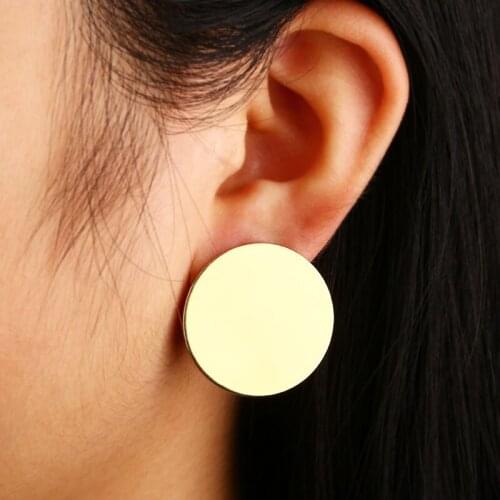 Simple Women Stud Earring Round Circle Geometric Earring Ear Stud Punk Style Gold Color Jewelry Gift For Female Daily Wear