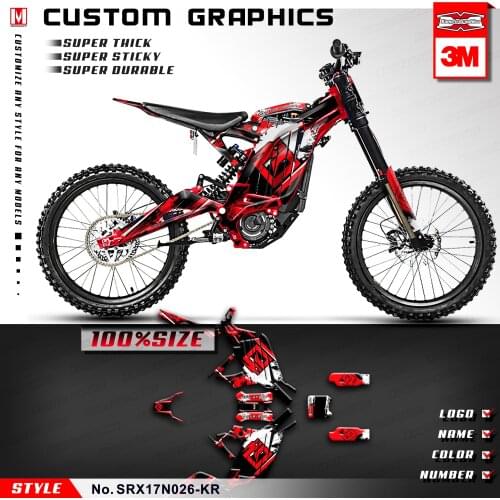 KUNGFU GRAPHICS Personalized Stickers Vinyl Wraps for Sur-Ron Light Bee X/S Electric Bike, Red (Style NO. SRX17N026-KR)