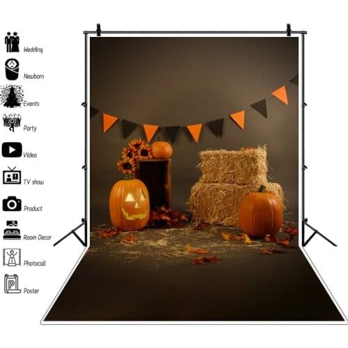 Yeele Photocall Autumn Backdrop Haystack Halloween Pumpkin Lantern Photography Baby Shower Background Photo Studio Photographic