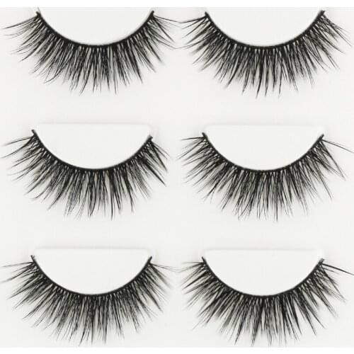 YOKPN Crisscross 3D False Eyelashes Cotton Thread Eyelash Handmade Soft Thick Fake Eye Lashes Natural False Eyelashes 3 Pairs